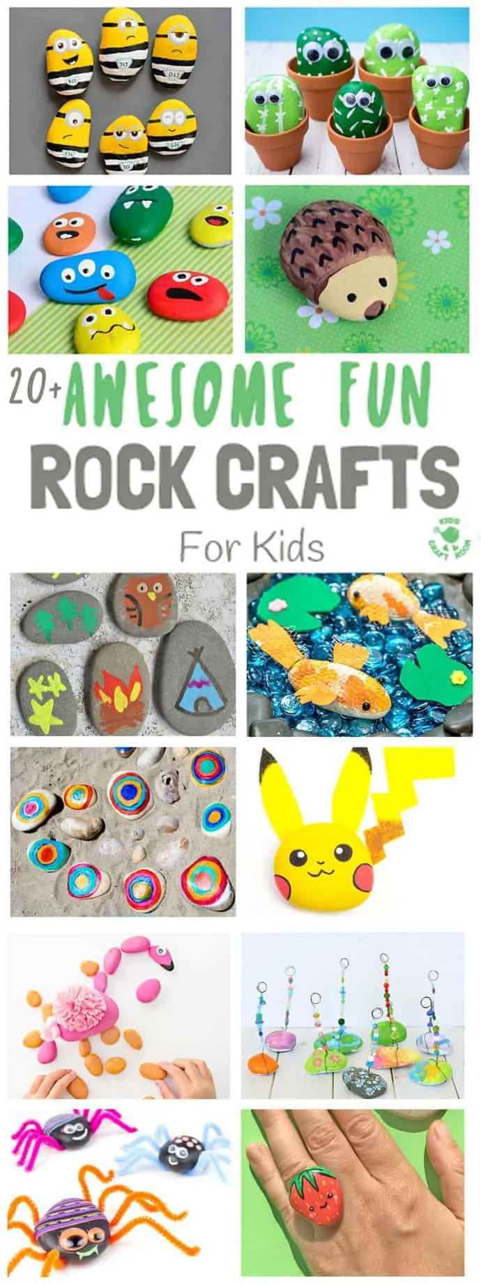 COOL KIDS ROCK CRAFTS - Do your kids love collecting pebbles? If you've got a little Nature collector then you'll love 20+ Awesome Fun Rock Crafts For Kids. These rock painting ideas make fantastic rock activities for fun all year round! #naturecrafts #rockcrafts #paintedrocks #pebblecrafts #rocks #pebbles #stones #kidscrafts #craftsforkids #summercrafts #kidsactivities #summeractivities #beachcrafts #kidscraftroom