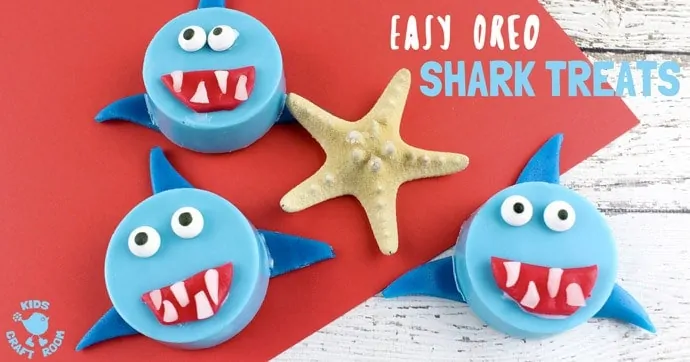 OREO SHARK TREATS are great for cooking with kids. A fin-tastic Summer activity perfect for shark week and ocean themes. Shark Cookies taste delicious and look adorable!