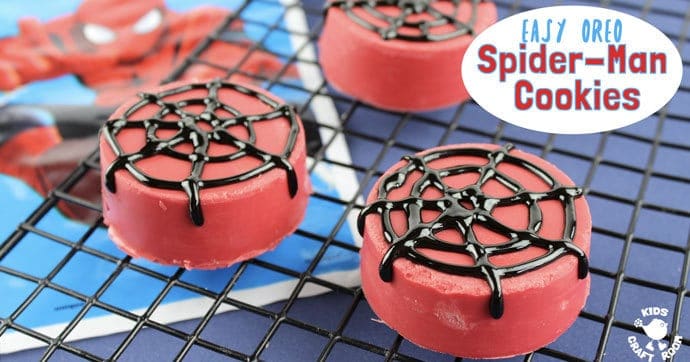 OREO SPIDER-MAN COOKIES - Great for cooking with kids. They look awesome, taste delicious and are super easy to make. A Spider-Man recipe great for Spider-Man parties and movie nights. A fun spider activity for Spider-Man fans big and small.