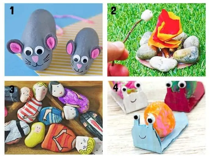 COOL KIDS ROCK CRAFTS 1-4 Do your kids love collecting pebbles? If you've got a little Nature collector then you'll love 20+ Awesome Fun Rock Crafts For Kids. These rock painting ideas make fantastic rock activities for fun all year round! 