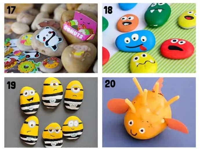 COOL KIDS ROCK CRAFTS 17-20 Do your kids love collecting pebbles? If you've got a little Nature collector then you'll love 20+ Awesome Fun Rock Crafts For Kids. These rock painting ideas make fantastic rock activities for fun all year round! 