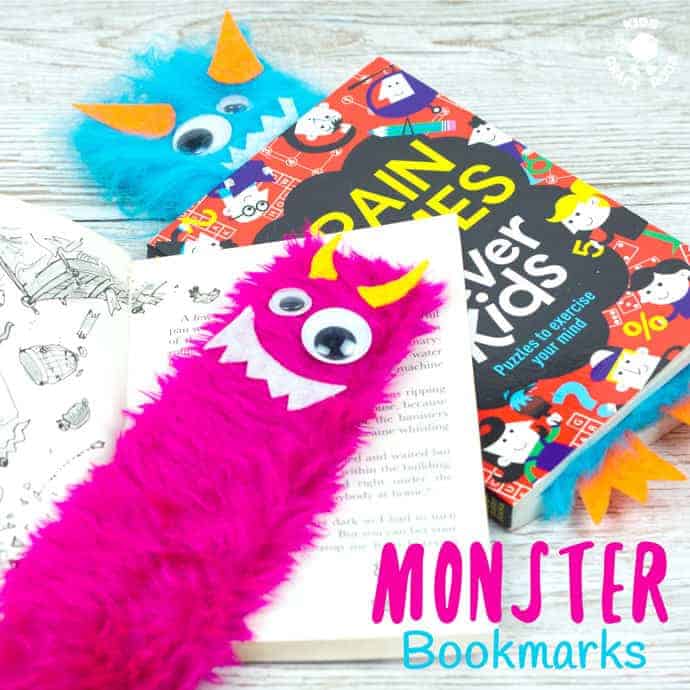 Adorable Monster Bookmark Craft for your little monsters! A perfect monster craft to bring fun and excitement to your children's reading whatever their age. Reading is monstrously good fun and these furry monsters are great for snuggling up to on your reading adventures and they look after your page when you've finished too! #backtoschool #bookmarks #kidscrafts #monster #reading #craftsforkids #bookmarkcrafts #bookmark #readingactivities #kidsactivities #kidscraftroom