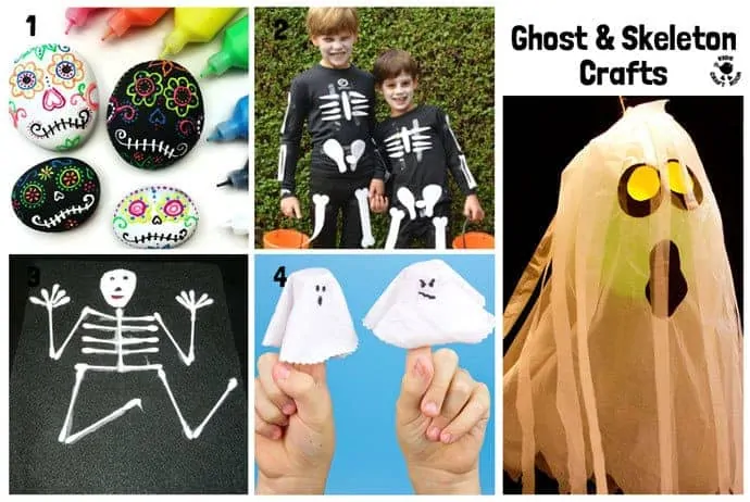 Ghost and Skeleton Halloween Crafts For Kids