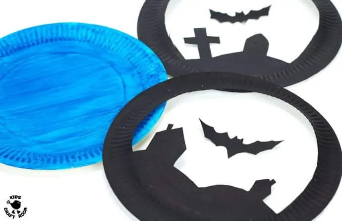 Paper Plate Flying Bat Puppet Craft-step 3.