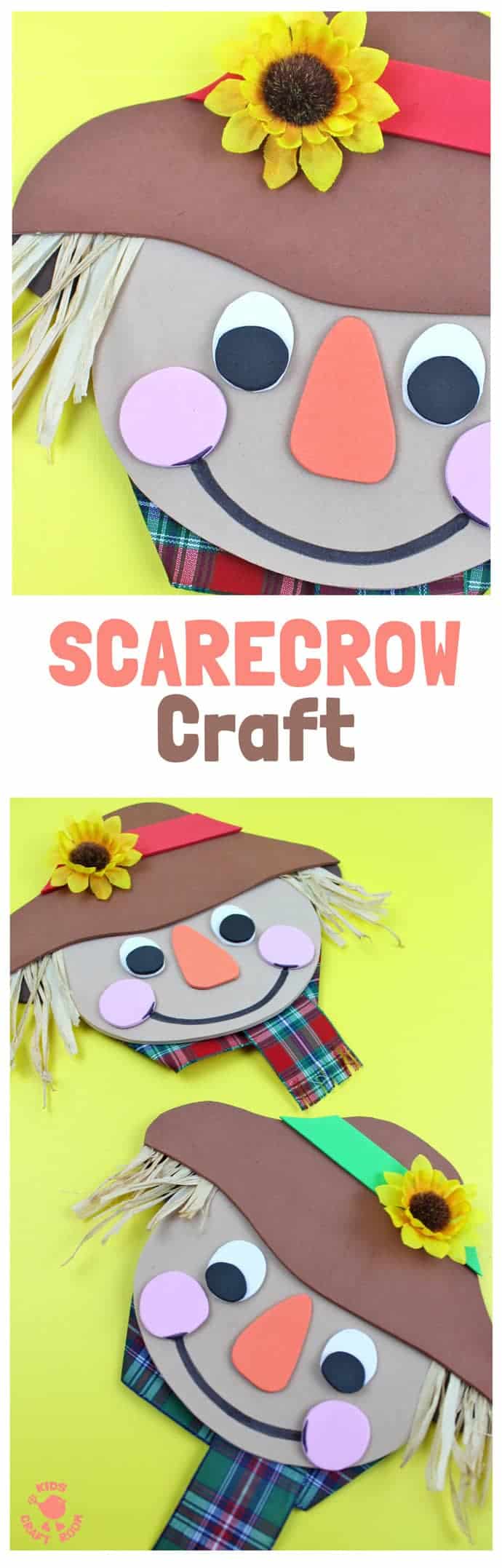 FOAM SCARECROW CRAFT - This cute foam scarecrow craft is great as a Fall craft or for harvest time and Thanksgiving. A free printable scarecrow template makes it super easy and fun to make. #scarecrow #scarecrowcrafts #springcrafts #fallcrafts #farmcrafts #scarecrow #kidscrafts #craftsforkids #kidscraftroom #autumncrafts #farmyard #farmyardcrafts