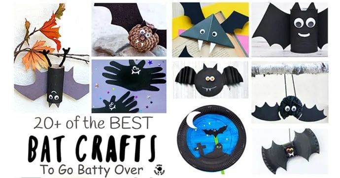 BEST BAT CRAFTS FOR KIDS - Here are 20+ best bat crafts to go totally batty over! Cute bats, paper plate bats, up-side-down bats, bat bookmarks, we've got them all and more! Great fun for Autumn, Winter and Halloween crafts. #bats #batcrafts #nocturnalcrafts #nocturnalanimals #animalcrafts #kidscrafts #craftsforkids #kidsactivities #activitiesforkids #kidscraftroom #letsgetcrafty #creativekids #halloween #halloweencrafts #night #nightcrafts #batcraftideas #kidscraftideas #wintercrafts