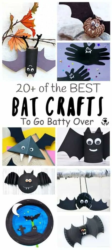 BEST BAT CRAFTS FOR KIDS - Here are 20+ best bat crafts to go totally batty over! Cute bats, paper plate bats, up-side-down bats, bat bookmarks, we've got them all and more! Great fun for Autumn, Winter and Halloween crafts.