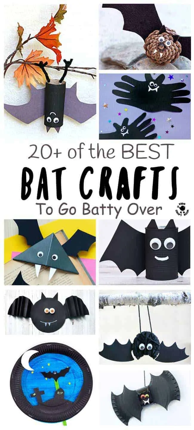 BEST BAT CRAFTS FOR KIDS - Here are 20+ best bat crafts to go totally batty over! Cute bats, paper plate bats, up-side-down bats, bat bookmarks, we've got them all and more! Great fun for Autumn, Winter and Halloween crafts. #bats #batcrafts #nocturnalcrafts #nocturnalanimals #animalcrafts #kidscrafts #craftsforkids #kidsactivities #activitiesforkids #kidscraftroom #letsgetcrafty #creativekids #halloween #halloweencrafts #night #nightcrafts #batcraftideas #kidscraftideas #wintercrafts