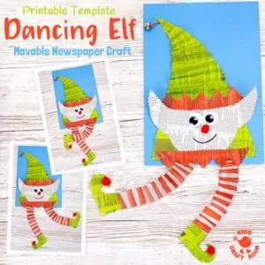 DANCING NEWSPAPER ELF CRAFT - Here's an adorable interactive Dancing Elf Craft the kids are going to love. Such a fun Christmas craft! Download the printable template and make an elf that not only looks cute but dances too! An easy and fun newspaper craft / recycled craft for the holidays.