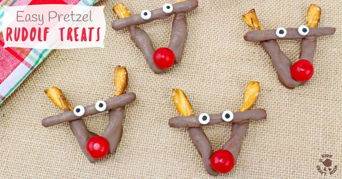 EASY PRETZEL REINDEER TREATS - Simple chocolate pretzel christmas treats melt hearts and tickle taste buds every time!  A festive Christmas recipe for cooking with kids. Great for Christmas parties and bake sales, play dates or to share with classmates and teachers for an end of term festive treat. Who can resist the charms of Rudolf The Red Nosed Reindeer? I know we can't! 