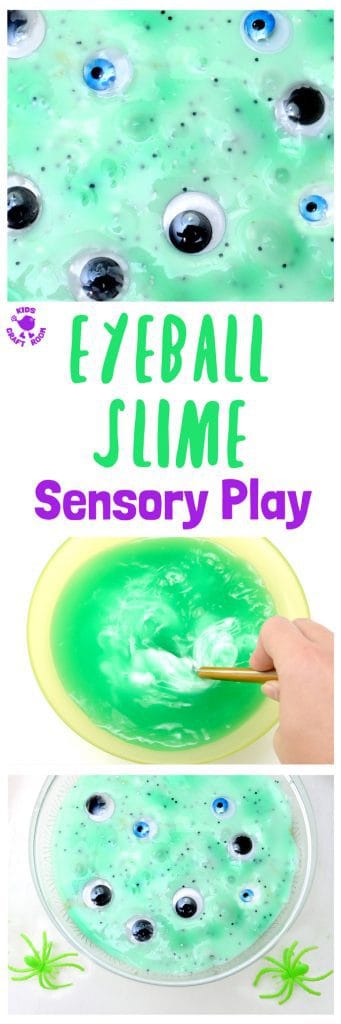 EERIE EYEBALL SLIME SENSORY PLAY - Are your kids brave enough for this Eyeball Slime sensory play activity? It's green, gooey, slimy, and gruesome! A fun Halloween sensory play idea for bold kids!