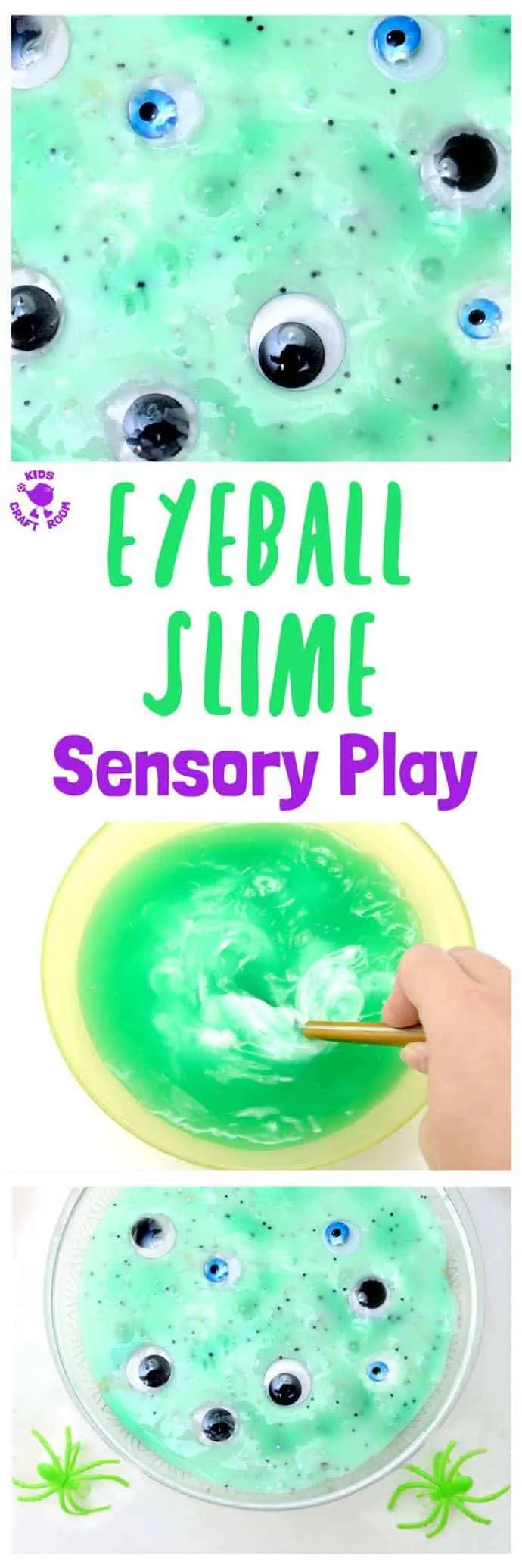 A close up of Eerie Eyeball Slime Sensory Play.
