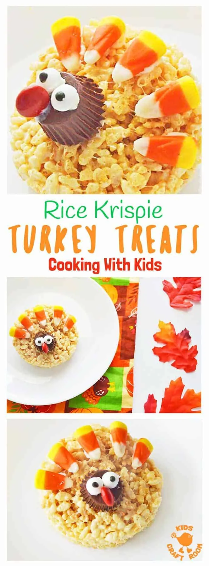 RICE KRISPIE TURKEY TREATS - a simple and fun Thanksgiving recipe that's great for cooking with kids. Easy and delicious this is a Thanksgiving treat the whole family will enjoy.
