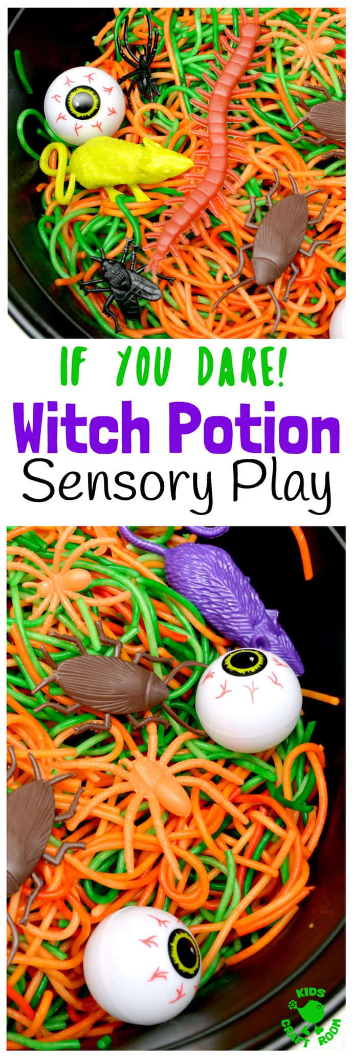 WITCH'S POTION HALLOWEEN SENSORY PLAY IDEA - Have you got a little witch or wizard with a love for the YUK? Kids will be spellbound getting hands on with this fun Witch's Potion Halloween Sensory Play Activity!