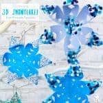 STUNNING 3D SNOWFLAKE CRAFT - perfect for hanging on the Christmas tree or for Winter themed fun! A Winter craft with a difference! ( free printable template) #snowflakes #christmas #ornaments #christmascrafts #wintercrafts #winteractivities #snow #kidscrafts #kidscraftroom
