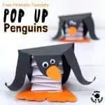 POP UP PENGUIN CRAFT - Use our free printable template to make the cutest DIY penguin toys that actually bounce up and down! Push the homemade penguins down and they pop right back up and wobble adorably! They are the cheekiest and most fun penguins around! #penguins #penguincraft #wintercrafts #wintercraftideas #articanimals #freeprintables #printablecrafts #kidscrafts #craftsforkids #papercrafts #kidscraftroom