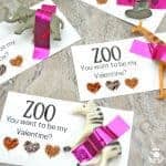 Zoo You Want to be My Valentine? Who could resist these Valentine favors? Printable Wild Animal Valentine Cards are so easy and sweet. Print the free cards and attach a mini animal for a Valentine gift everyone will love. A great Valentine idea for friends and loved ones big and small! #valentine #valentinesday #valentinesdaycrafts #valentinecraft #valentinescrafts #valentinecrafts #valentinesdayforkids #heartcrafts #valentinecards #freeprintables #printablecrafts #kidscrafts