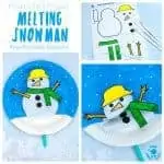 This Paper Plate Melting Snowman Craft tops the bill with adorability. If you've got kids that love to build a snowman then this is the Winter craft for them! Use our free printable template to make a snowman puppet that can melt to the ground and then pop back up ready to start the fun and games all over again! #snowman #snowmancrafts #paperplate #paperplatecrafts #kidscrafts #wintercrafts #puppets #puppetcrafts #kidscraftroom #craftsforkids #kidscrafts101 #printables