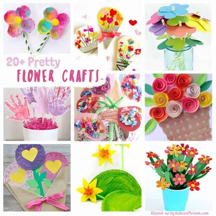 20+ PRETTY FLOWER CRAFTS FOR KIDS - all of them are truly gorgeous! Flower crafts are a fabulously fun way to get creative with the kids in Spring and Summer and they make gorgeous gifts and greeting cards for special occasions too like Mother's Day, Valentine's Day and birthdays. #kidscraftroom #flowers #flowercrafts #diyflowers #homemadeflowers #kidscrafts #craftsforkids #mothersday #mothersdaycraft #mothersdaygift #valentinesday #valentinecrafts #summercrafts #springcrafts #preschoolcraft