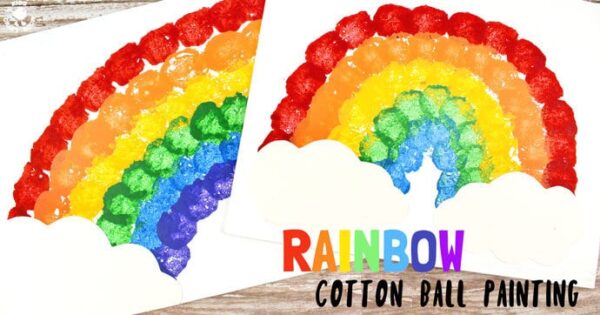 Rainbow Cotton Ball Painting - Kids Craft Room