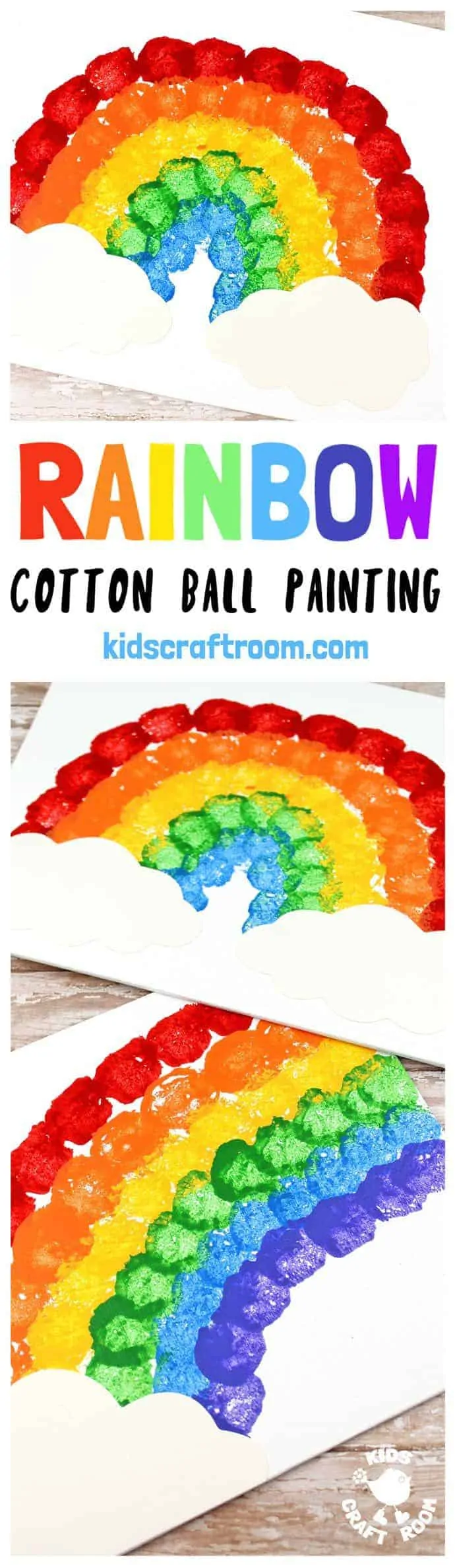 Rainbow Cotton Ball Painting - Kids Craft Room