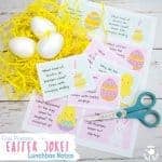 EASTER JOKES LUNCHBOX NOTES - Add some fun surprises to the Easter countdown with free printable Easter Joke Lunchbox Notes. With jolly pictures and family friendly jokes these are great for popping into lunchboxes, pockets and backpacks! #easter #jokes #lunchboxnotes #easterlunchboxnotes #easterjokes #backtoschool #printables #kidsactivities #freeprintables #lunch #kidslunchideas #kidscraftroom #easteractivities