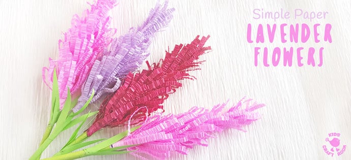Have you tried making paper flowers? These gorgeous Lavender Flowers look so realistic and are surprisingly simple to make! They're perfect for Mother's Day, to stick to greeting cards or gifts and even for imaginative play! (We like to squirt them with perfume for little gardeners and florists to play with, so fun!) #mothersday #papercrafts #flowercrafts #kidscrafts #forkids #craftsforkids #springcrafts #summercrafts #lavender #lavendercrafts #flowers #homemadeflowers