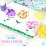 SPONGE FLOWER PAINTING - simple, easy and creates the prettiest flower pictures! This flower art is great for kids of all ages and is a wonderful way to celebrate Spring and Summer. Make wall art, greeting cards or gorgeous Mother's Day gifts, these painted flowers won't fail to delight. #flowers #flowercrafts #flowerart #kidsart #kidspainting #paintingforkids #paintingideas #paintingtechniques #artforkids #kidscrafts #craftsforkids #kidscraftroom #springcrafts #summercrafts