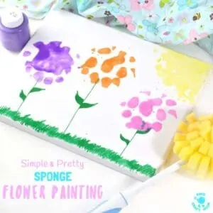 SPONGE FLOWER PAINTING - simple, easy and creates the prettiest flower pictures! This flower art is great for kids of all ages and is a wonderful way to celebrate Spring and Summer. Make wall art, greeting cards or gorgeous Mother's Day gifts, these painted flowers won't fail to delight. #flowers #flowercrafts #flowerart #kidsart #kidspainting #paintingforkids #paintingideas #paintingtechniques #artforkids #kidscrafts #craftsforkids #kidscraftroom #springcrafts #summercrafts