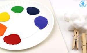 Rainbow Cotton Ball Painting - Kids Craft Room