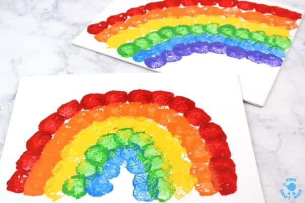 Rainbow Cotton Ball Painting - Kids Craft Room