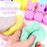 Kids will have hours of fun with this Taste Safe Peeps Marshmallow Play Dough. It's fluffy and soft, smells good and the colours are gorgeous pastels. A truly multi sensory play experience for kids of all ages. #sensoryplay #ECE #Easter #sensory #playdough #playdoughrecipe #edibleplaydough #playdoh #playdohrecipe #easteractivities #kidsactivities #peeps #kidscraftroom #sensory #preschool #earlyyears #playideas