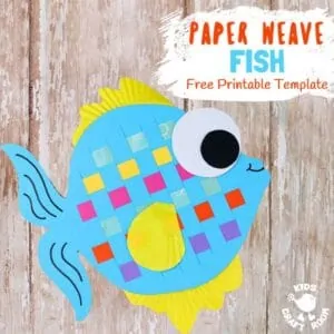 Here's a Paper Weaving Fish Craft that's perfect for Summer. These colourful fish are super fun to make and a great way to introduce kids to some simple weaving. To help keep things easy we've got a free printable template for you too. (It also doubles up as a fish colouring sheet, so you can enjoy twice the fun!) #fish #summercrafts #paperweaving #kidscrafts #kidsactivities #fishcrafts #craftsforkids #papercrafts #printables #freeprintables #weaving #kidscraftroom