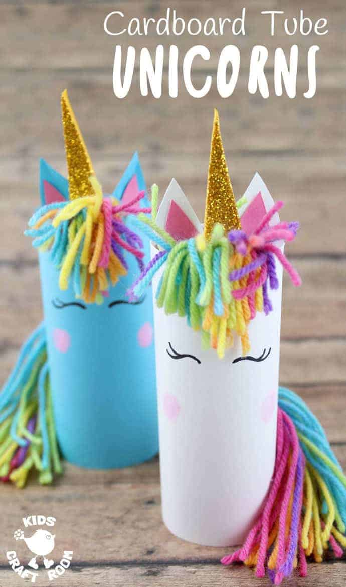 Who can resist unicorns? Don't they capture all things childhood and magical? Here's the most adorable Cardboard Tube Unicorn Craft kids will fall in love with. They're easy to make and their fingerprint rosy cheeks add a lovely personal touch! They're sure to spark lots of imaginative play and story telling. #unicorn #unicorns #unicorncrafts #kidscrafts #cardboardtubes #tprolls #papertubes #craftsforkids #recycledcrafts #preschoolcrafts #kidscraftideas #kidscraftroom