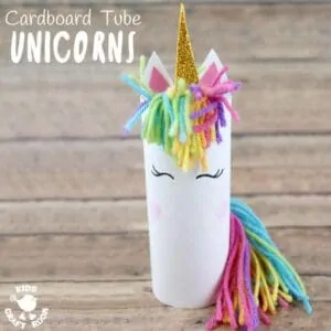 Who can resist unicorns? Don't they capture all things childhood and magical? Here's the most adorable Cardboard Tube Unicorn Craft kids will fall in love with. They're easy to make and their fingerprint rosy cheeks add a lovely personal touch! They're sure to spark lots of imaginative play and story telling. #unicorn #unicorns #unicorncrafts #kidscrafts #cardboardtubes #tprolls #papertubes #craftsforkids #recycledcrafts #preschoolcrafts #kidscraftideas #kidscraftroom