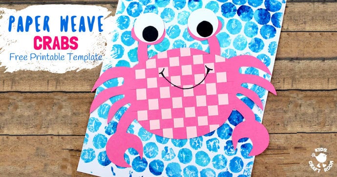 PAPER WEAVING CRAB CRAFT - Do your kids enjoy visiting the beach? We do and searching for crabs is one of our all time favourite things to do when we get there! Whether your kids are lucky enough to meet a crab in the flesh or whether they just enjoy reading about them this Paper Weaving Crab Craft is a must for Summer! (Free Printable Template) #summercrafts #crabs #papercrafts #paperweaving #weaving #kidscrafts #craftsforkids #crab #preschool #kidscraftroom