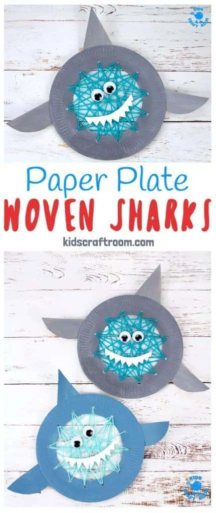 Learning to sew is loads of fun with this simple Paper Plate Shark Sewing Craft. This adorable shark craft is great for building hand-eye-coordination and fine motor skills. Woven Sharks are a fun activity for Shark Week, Summer and ocean study units!