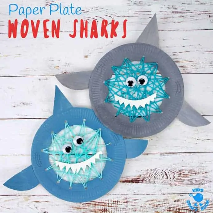 Learning to sew is loads of fun with this simple Paper Plate Shark Sewing Craft. This adorable shark craft is great for building hand-eye-coordination and fine motor skills. Woven Sharks are a fun activity for Shark Week, Summer and ocean study units!