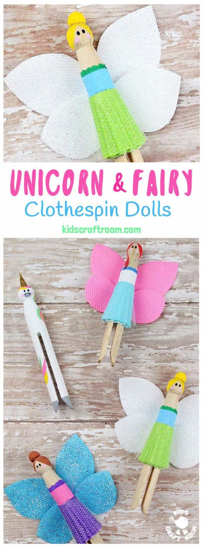 Fairy and Unicorn Clothespin Dolls are a delightful spin on traditional peg dolls! Simple to make and quite magical! Everyone will love these pocket sized homemade dolls to play with.
