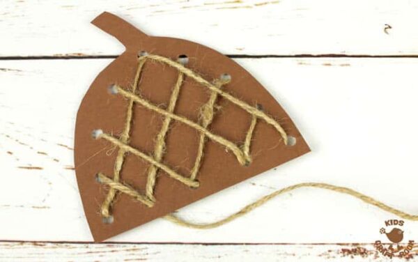 Handprint Acorn Lacing Craft - Fun Autumn Craft For Kids - Kids Craft Room