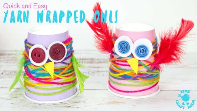 PAPER CUP YARN WRAPPED OWLS - Want an easy preschool owl craft? These Paper Cup Owls are a hoot! Cute, colourful, fun and great for fine motor skills. Owl crafts are such a fun fall craft idea for kids. #owls, #owl #owlcrafts #owlcraft #kidscraft #kidscrafts #fall #fallcrafts #fallcraft #autumn #autumncrafts #autumncraft #papercups #papercupcrafts #yarn #yarnwrapped #yarncrafts #kidscraftroom