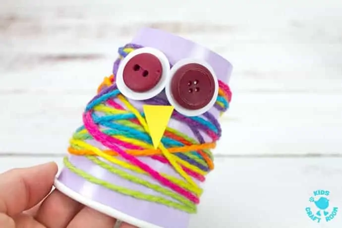 Step 3 Paper Cup Yarn wrapped Owl Craft