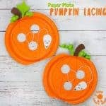 This Paper Plate Pumpkin Lacing Craft is loads of fun! Kids will love lacing the mouse through the holes in the pumpkin that the cheeky fellow has nibbled! An interactive paper plate pumpkin craft for toddlers and preschoolers. A fun non scary Halloween craft for kids. #halloween #halloweencrafts #pumpkins #pumpkincrafts #kidscrafts #craftsforkids #kidscraft #fallcrafts #autumncrafts #paperplates #paperplatecrafts #kidscraftroom