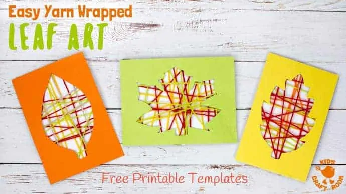 This Yarn Wrapped Leaf Art is so pretty! A fabulous way to capture the colours of the season and build fine motor skills. An easy to make leaf craft with 6 free printable templates to choose from. A simple and fun Fall craft for kids of all ages. #leaf #leaves #Fallcrafts #Fallart #leafcrafts #leafart #Autumnart #Autumncrafts #yarncrafts #kidscrafts #kidsactivities #finemotorskills #yarn #kidscraftroom