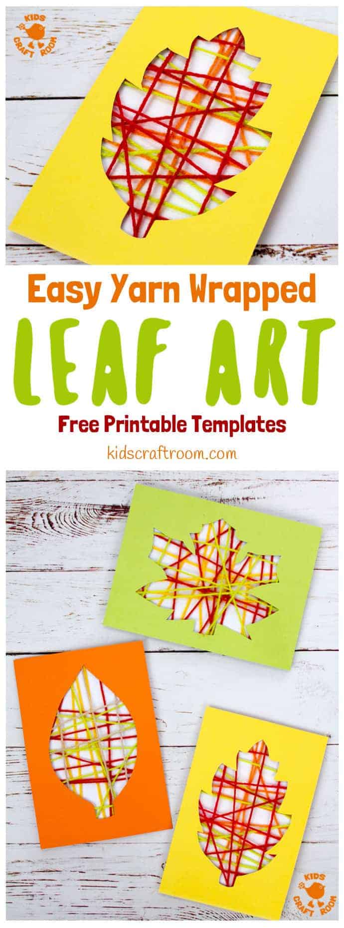 This Yarn Wrapped Leaf Craft is so pretty! A fabulous way to capture the colours of the season and build fine motor skills. An easy to make leaf craft with 6 free printable templates to choose from. A simple and fun Fall craft for kids of all ages. #leaf #leaves #Fallcrafts #Fallart #leafcrafts #leafart #Autumnart #Autumncrafts #yarncrafts #kidscrafts #kidsactivities #finemotorskills #yarn #kidscraftroom