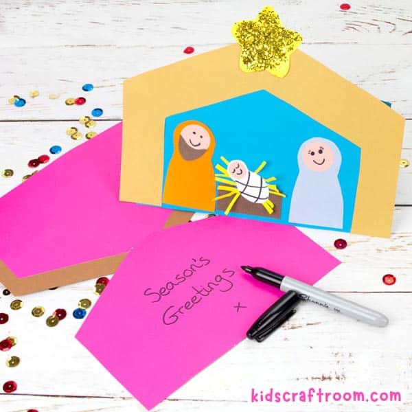 Make Cute Nativity Christmas Cards - Free Printable Template