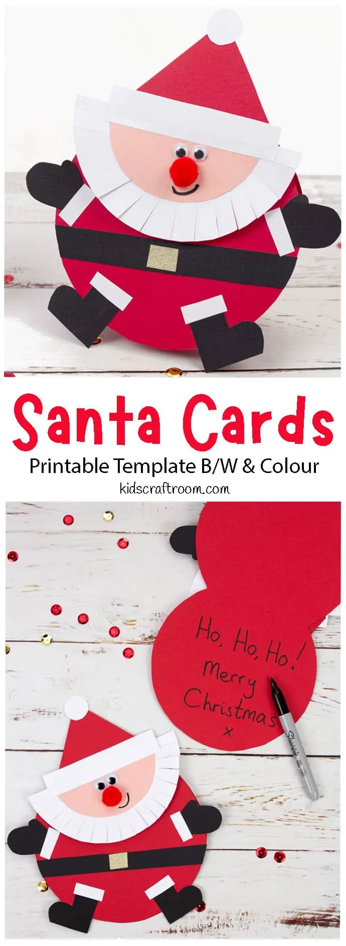 Round Santa Christmas Cards Craft pin image 1.