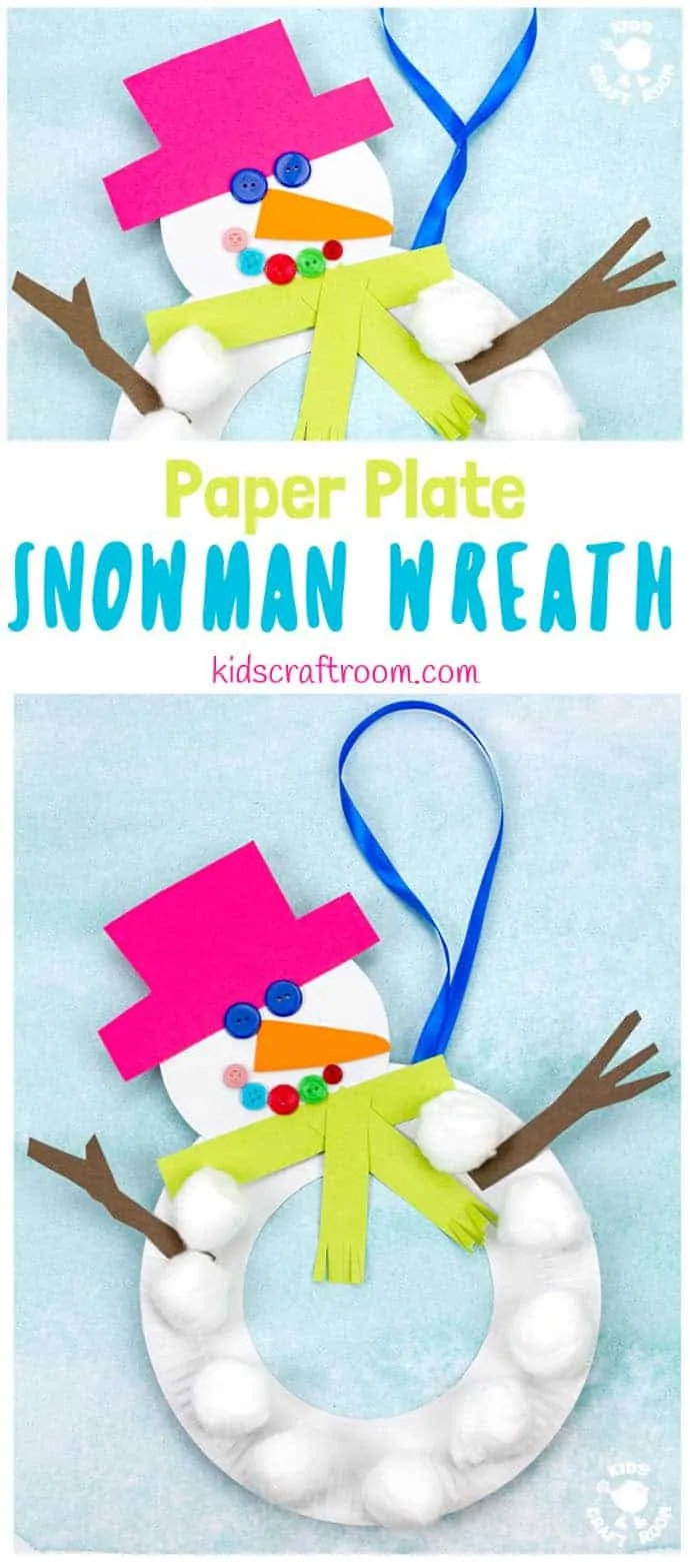 Paper Plate Snowman Wreath pin 1.