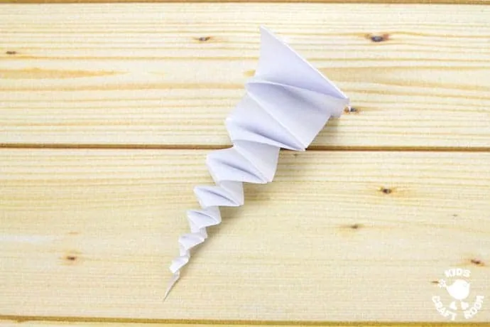 Folded Paper Icicle Craft Step 7.