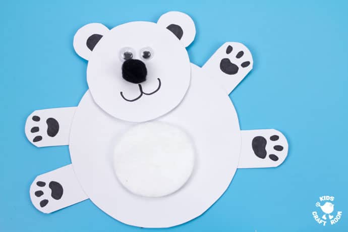 This Moving Polar Bear Cub Craft is just darling! Cradle it in your hands and move its head from side to side to bring it to life. It is so cute! Such a fun Winter craft for kids. (Free Printable Template) #kidscraftroom #kidscrafts #polarbears #polarbear #printables intercrafts #wintercraftsforkids #papercrafts #printables #printablecrafts #freeprintables #freeprintablesforkids #kidsactivities via @KidsCraftRoom